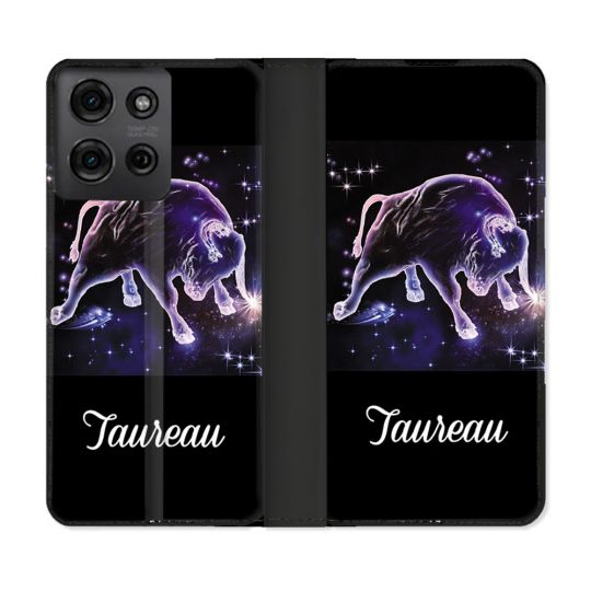 Housse cuir portefeuille Pour Motorola G75 5G Signe Zodiaque 2 Taureau