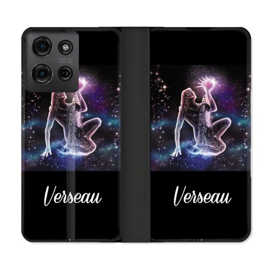 Housse cuir portefeuille Pour Motorola G75 5G Signe Zodiaque 2 Verseau