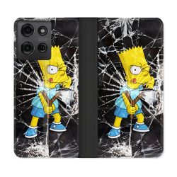 Housse cuir portefeuille Pour Motorola G75 5G Simpson Bart