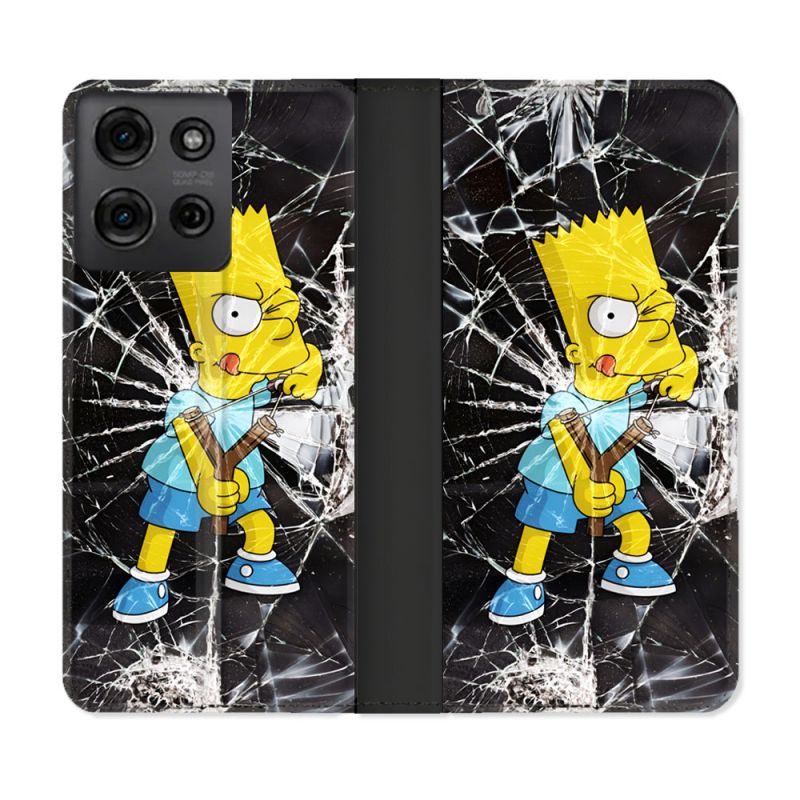 Housse cuir portefeuille Pour Motorola G75 5G Simpson Bart