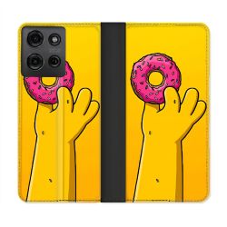 Housse cuir portefeuille Pour Motorola G75 5G Simpson Donuts