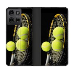 Housse cuir portefeuille Pour Motorola G75 5G Sport Tennis Balls