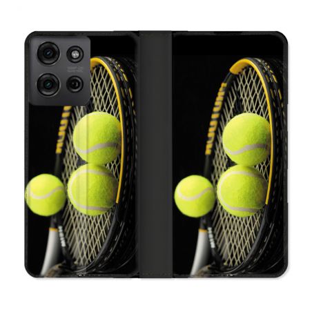 Housse cuir portefeuille Pour Motorola G75 5G Sport Tennis Balls