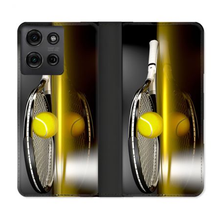 Housse cuir portefeuille Pour Motorola G75 5G Sport Tennis Reflet