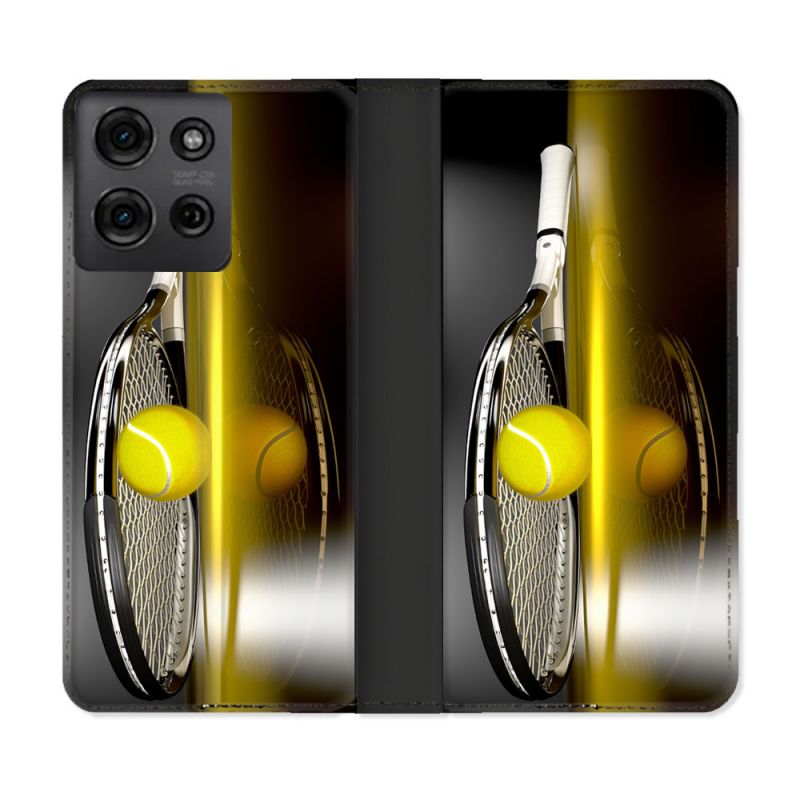 Housse cuir portefeuille Pour Motorola G75 5G Sport Tennis Reflet