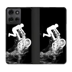 Housse cuir portefeuille Pour Motorola G75 5G Sport VTT Noir