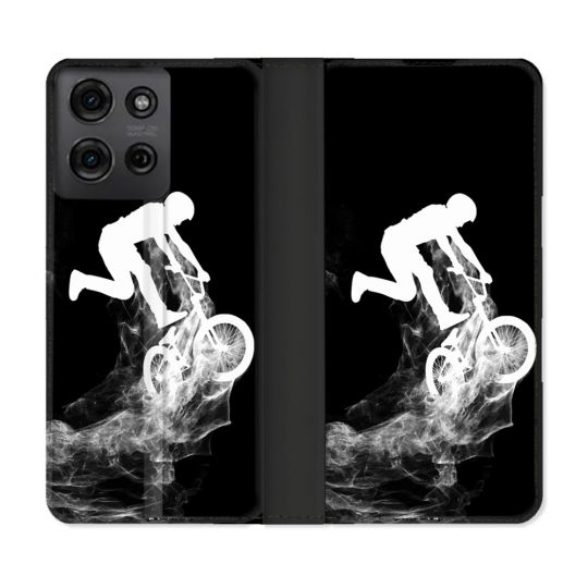 Housse cuir portefeuille Pour Motorola G75 5G Sport VTT Noir