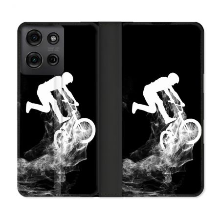 Housse cuir portefeuille Pour Motorola G75 5G Sport VTT Noir