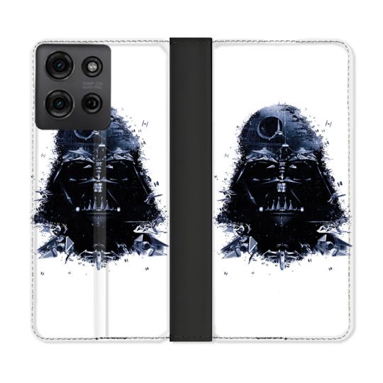 Housse cuir portefeuille Pour Motorola G75 5G Star Wars - Dark Vador Blanc