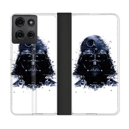 Housse cuir portefeuille Pour Motorola G75 5G Star Wars - Dark Vador Blanc