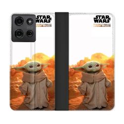 Housse cuir portefeuille Pour Motorola G75 5G Star Wars - Yoda bebe soleil