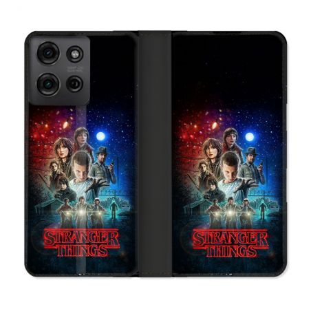 Housse cuir portefeuille Pour Motorola G75 5G Stranger Things Affiche 1