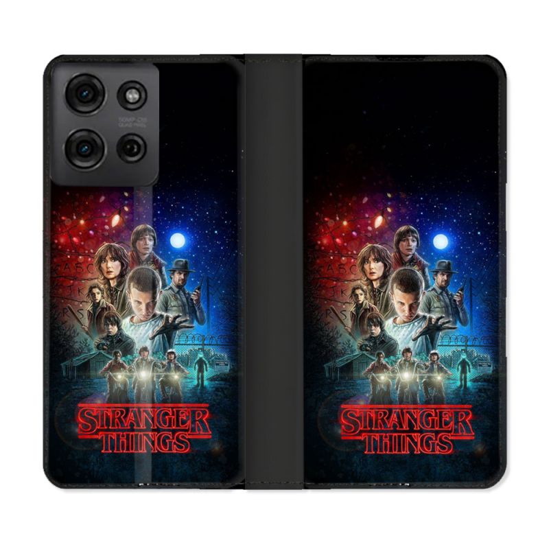 Housse cuir portefeuille Pour Motorola G75 5G Stranger Things Affiche 1