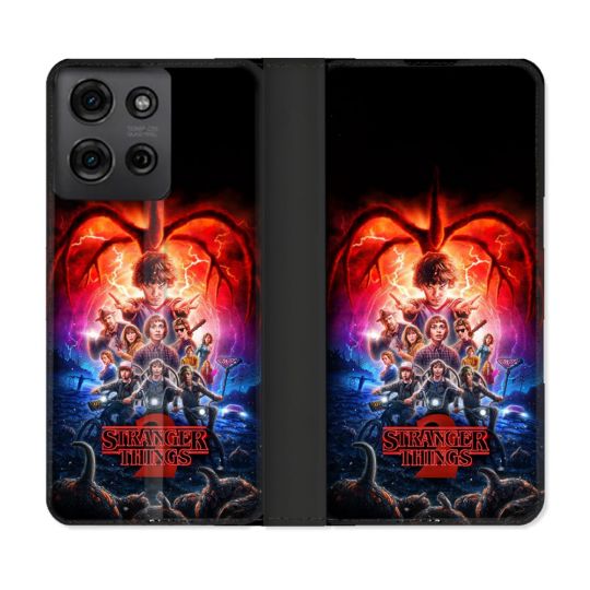 Housse cuir portefeuille Pour Motorola G75 5G Stranger Things Affiche 2