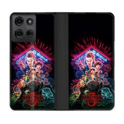 Housse cuir portefeuille Pour Motorola G75 5G Stranger Things Affiche 3