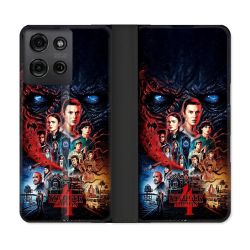 Housse cuir portefeuille Pour Motorola G75 5G Stranger Things Affiche 4