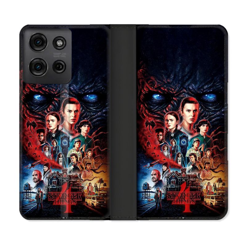 Housse cuir portefeuille Pour Motorola G75 5G Stranger Things Affiche 4
