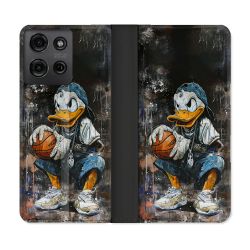 Housse cuir portefeuille Pour Motorola G75 5G Street Art Donald Duck