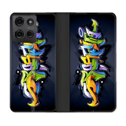 Housse cuir portefeuille Pour Motorola G75 5G Street Art Graffiti