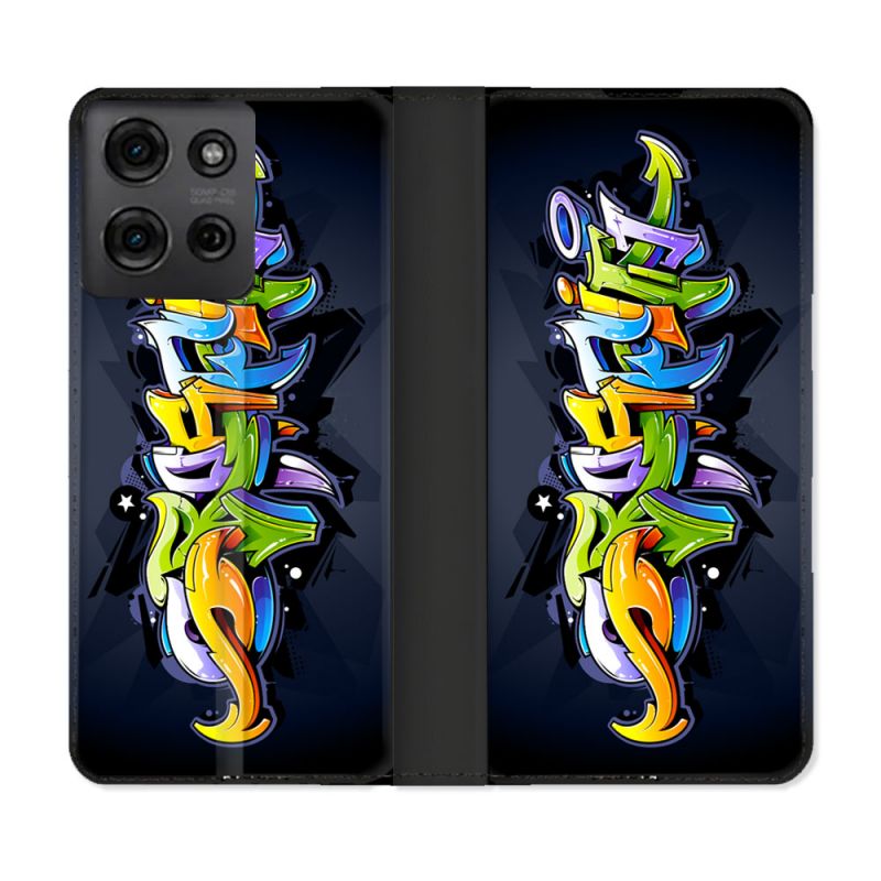 Housse cuir portefeuille Pour Motorola G75 5G Street Art Graffiti