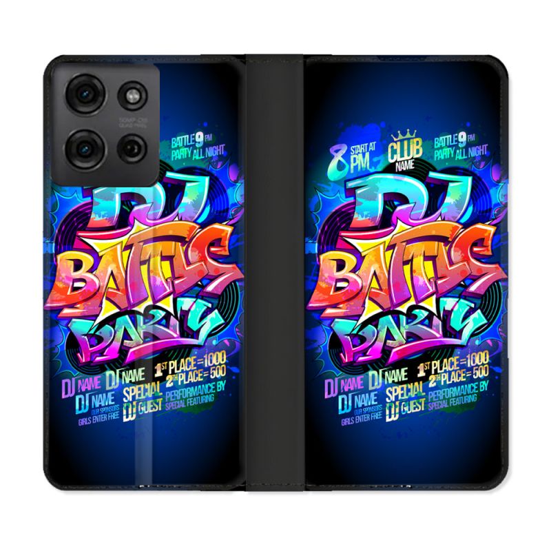 Housse cuir portefeuille Pour Motorola G75 5G Street Art Rap