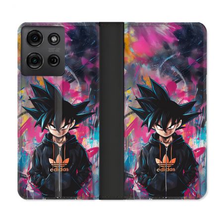 Housse cuir portefeuille Pour Motorola G75 5G Street Art Sangoku
