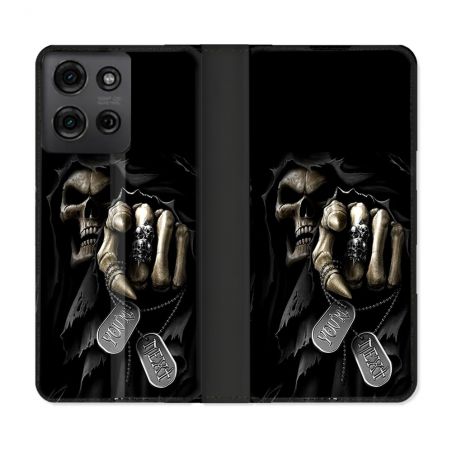 Housse cuir portefeuille Pour Motorola G75 5G Tete de Mort Your Next