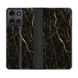 Housse cuir portefeuille Pour Motorola G75 5G Texture Marbre Noir