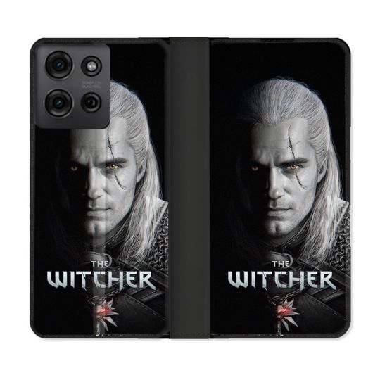 Housse cuir portefeuille Pour Motorola G75 5G The Witcher Noir