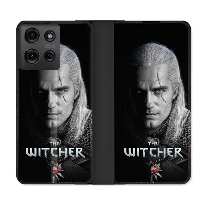 Housse cuir portefeuille Pour Motorola G75 5G The Witcher Noir