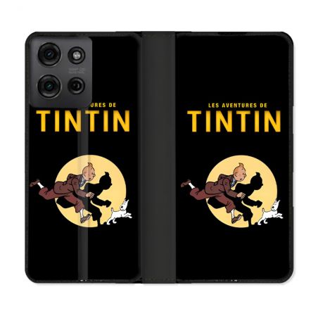 Housse cuir portefeuille Pour Motorola G75 5G Tintin Classique