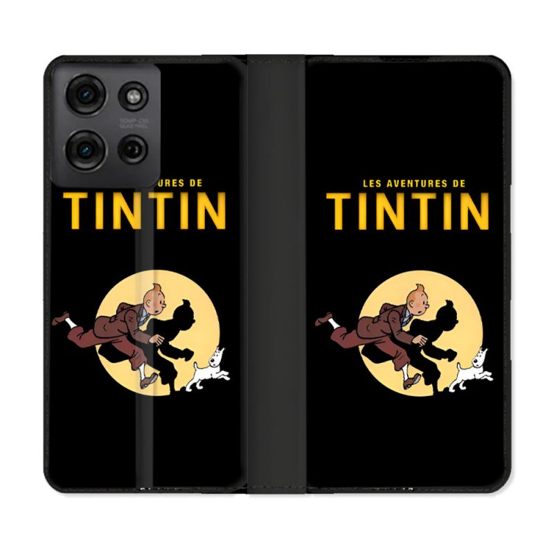 Housse cuir portefeuille Pour Motorola G75 5G Tintin Classique