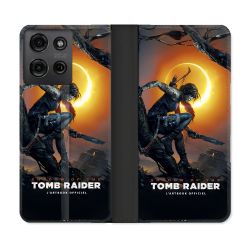 Housse cuir portefeuille Pour Motorola G75 5G Tomb Raider