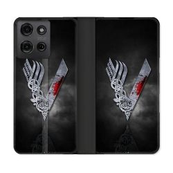 Housse cuir portefeuille Pour Motorola G75 5G Viking