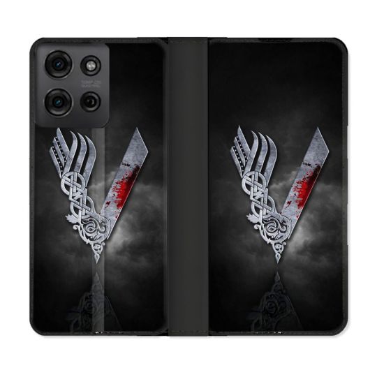 Housse cuir portefeuille Pour Motorola G75 5G Viking
