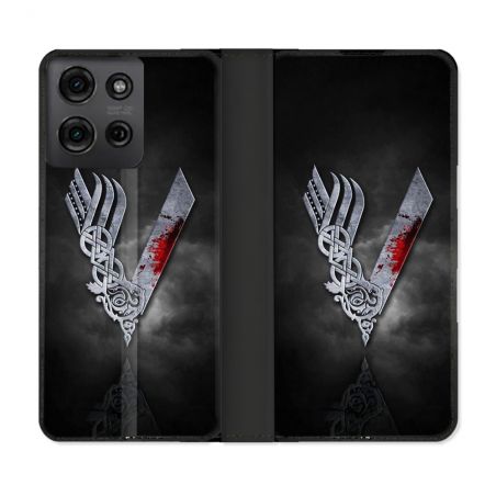 Housse cuir portefeuille Pour Motorola G75 5G Viking