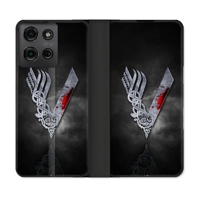 Housse cuir portefeuille Pour Motorola G75 5G Viking