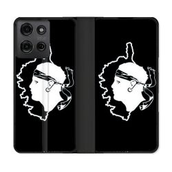 Housse cuir portefeuille Pour Motorola G75 5G Voyage Corse Noir