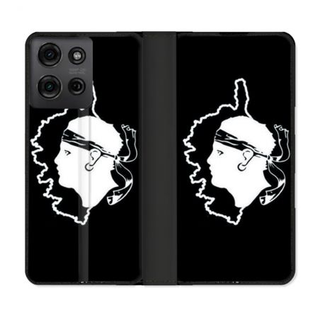 Housse cuir portefeuille Pour Motorola G75 5G Voyage Corse Noir