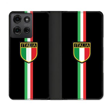 Housse cuir portefeuille Pour Motorola G75 5G Voyage Italie 3 Noir