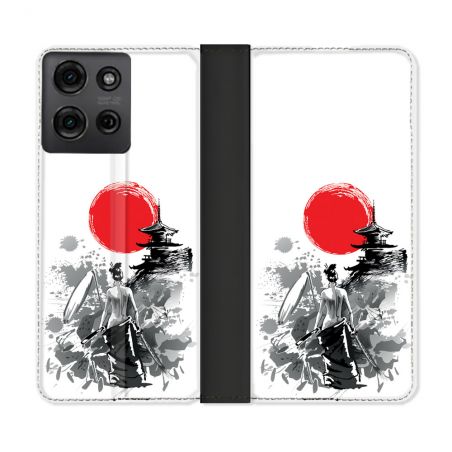 Housse cuir portefeuille Pour Motorola G75 5G Voyage Japon Femme
