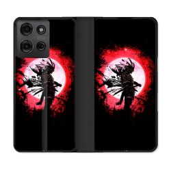 Housse cuir portefeuille Pour Motorola G75 5G Voyage Japon Samourai
