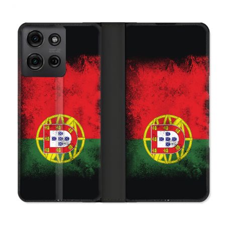 Housse cuir portefeuille Pour Motorola G75 5G Voyage Portugal Drapeau