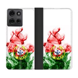 Housse cuir portefeuille Pour Motorola G75 5G Voyage Portugal Flamme