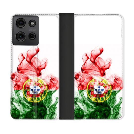 Housse cuir portefeuille Pour Motorola G75 5G Voyage Portugal Flamme