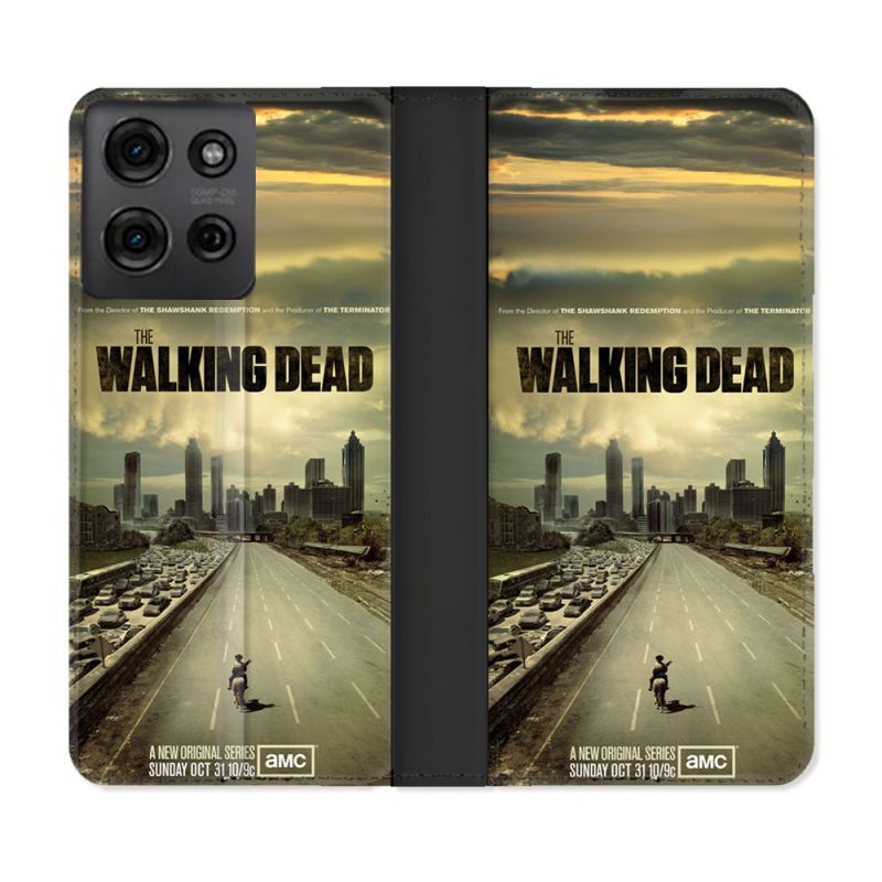 Housse cuir portefeuille Pour Motorola G75 5G Walking Dead