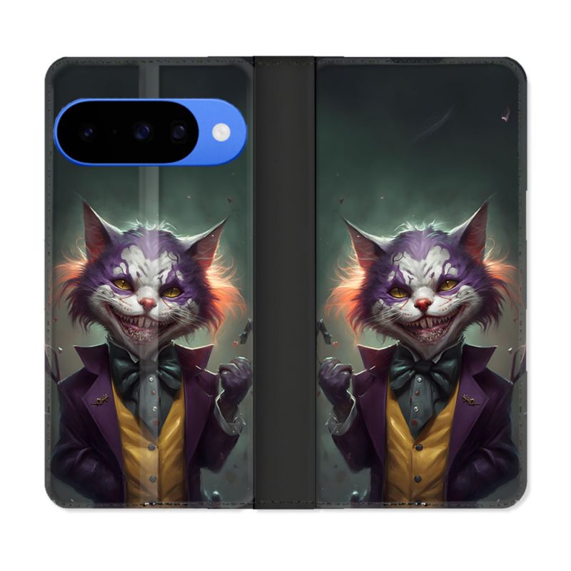 Housse cuir portefeuille Pour Google Pixel 10 Animal Chat Joker