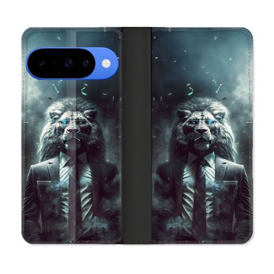 Housse cuir portefeuille Pour Google Pixel 10 Animal Lion Business