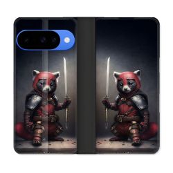 Housse cuir portefeuille Pour Google Pixel 10 Animal Raton Samouraï