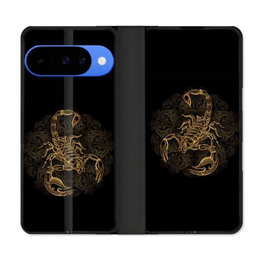 Housse cuir portefeuille Pour Google Pixel 10 Animal Scorpion Fresque
